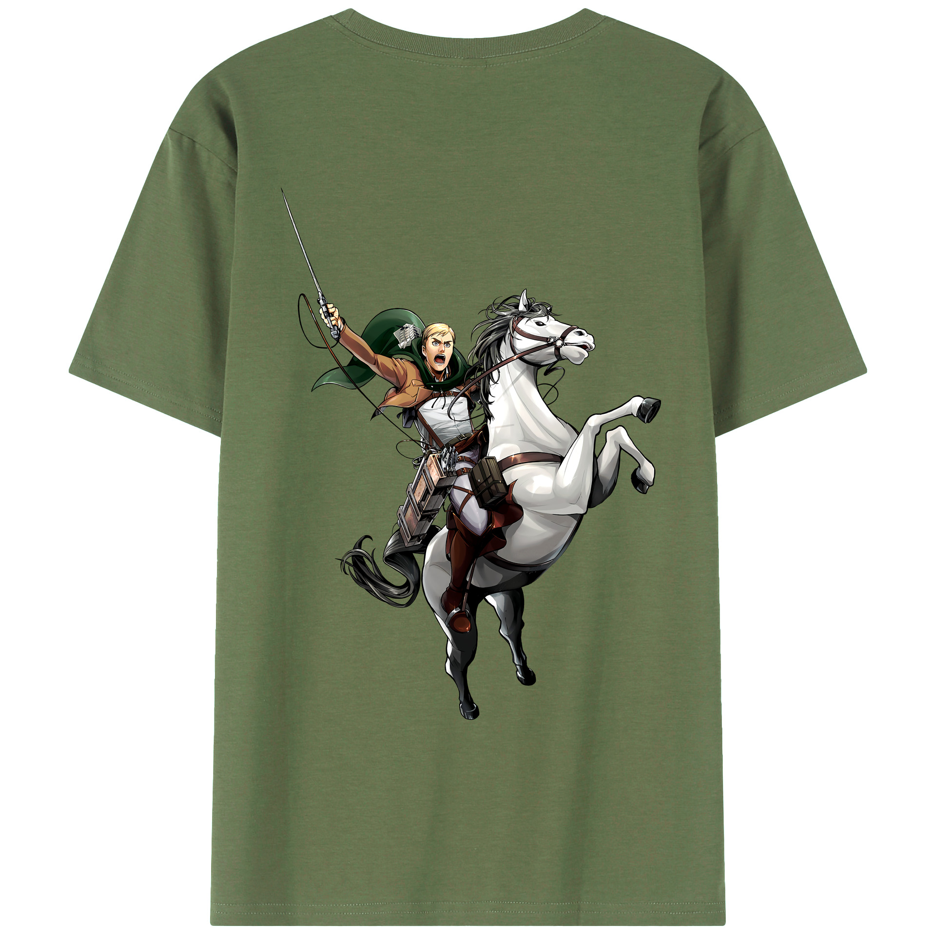 （画像用） 進撃の巨人 エルヴィン・スミス Attack on Titan Erwin Smith 綿100％ メンズ半袖Tシャツ（バックプリント） 通気性